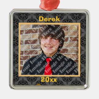Ornamento Keepsake dorado negro y gris