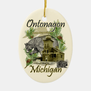 Ornamento ligero de Michigan del faro de Ontonagon