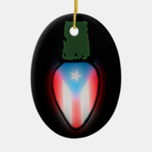 Ornamento ligero de Navidades de bandera de Puerto