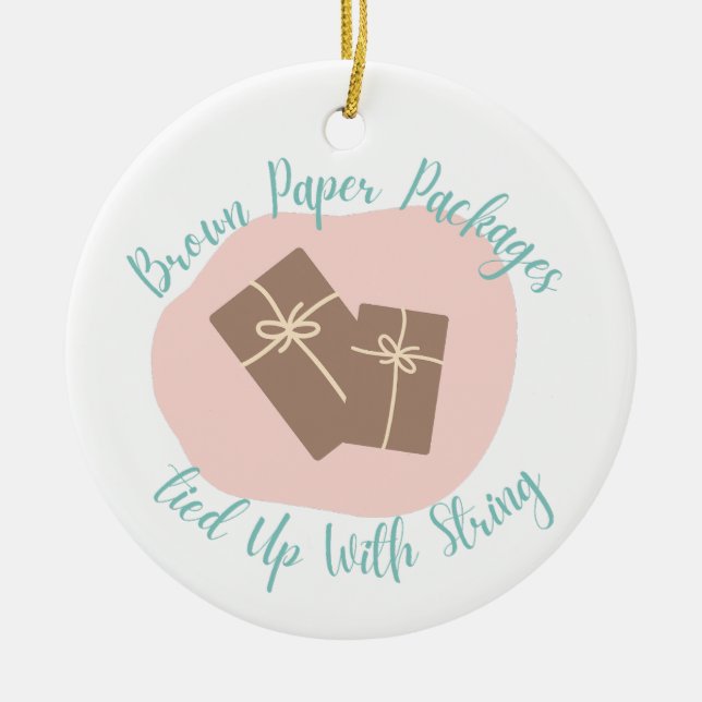 Ornamento lindo con paquetes de papel marrón (Frente)