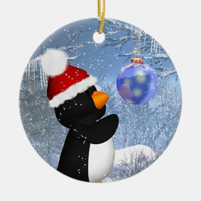 Ornamento lindo del árbol del pingüino - ornamento (Frente)