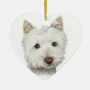 Ornamento lindo del corazón del perro de Westie