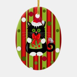 Ornamento lindo del navidad con el gato y el