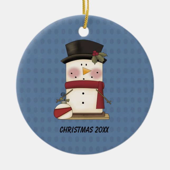 Ornamento lindo del navidad del muñeco de nieve de (Frente)