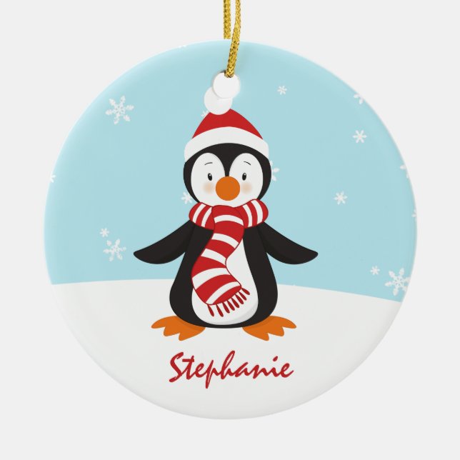 Ornamento lindo del navidad del pingüino (Frente)