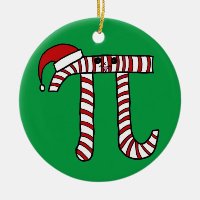 Ornamento lindo del navidad pi (fondo verde) (Frente)