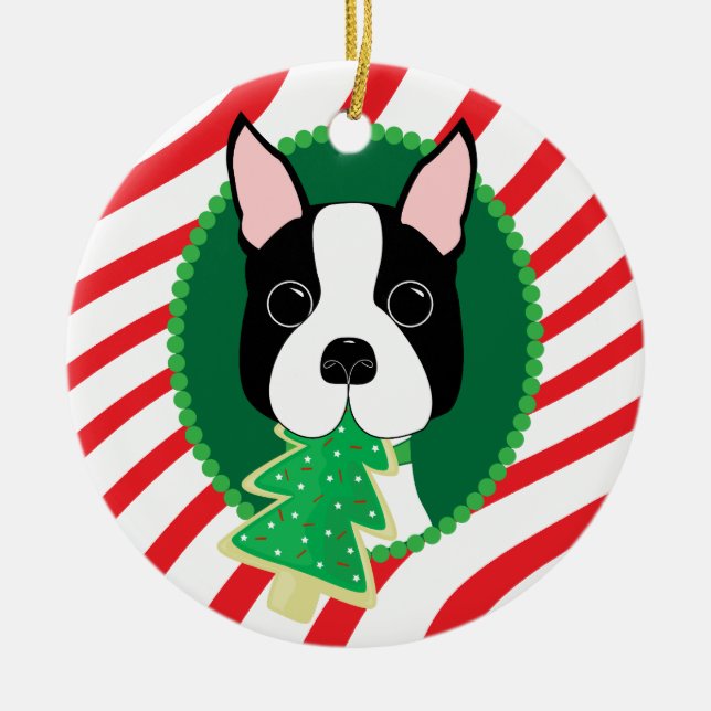 Ornamento lindo del perro de Boston Terrier (Frente)