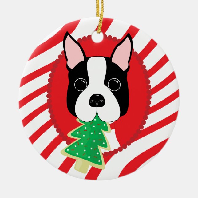 Ornamento lindo del perro de Boston Terrier (Frente)