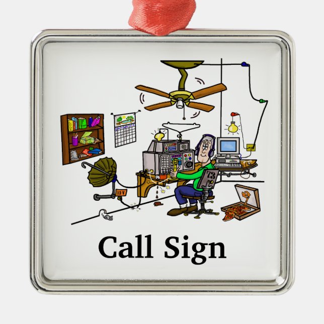 Ornamento loco de Navidad de Radio Shack del jamón (Frente)