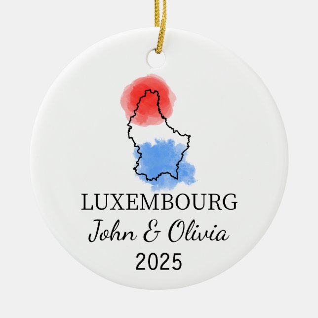 Ornamento Luxemburgo personalizado, bandera luxemb (Frente)