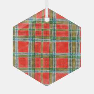 Ornamento MAC BAIN TARTAN Glass Hexagon