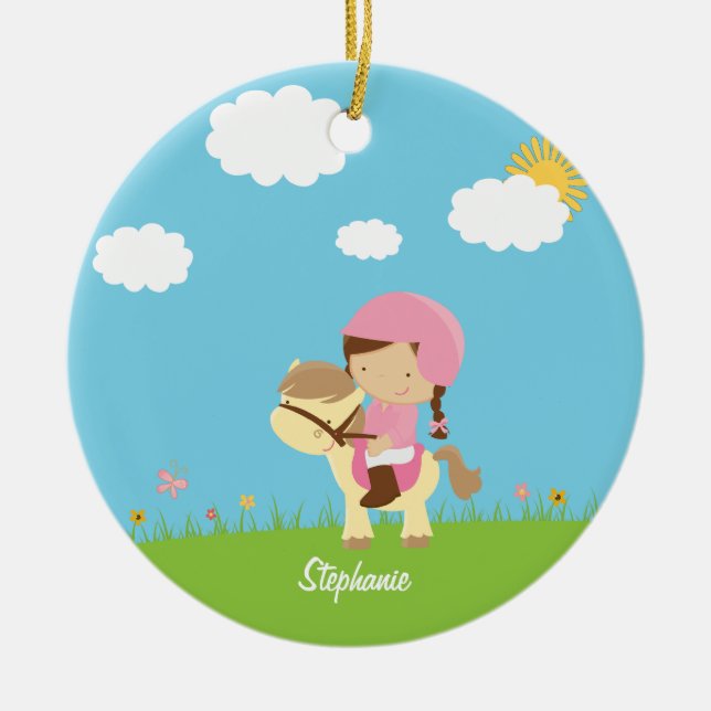 Ornamento marrón personalizado del chica del (Frente)