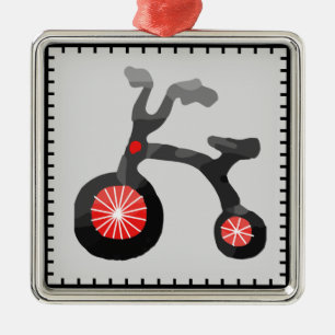 Ornamento Metalizado cuadrado de niños de biciclet