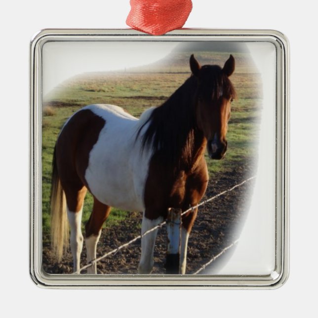 Ornamento metalizado cuadrado elegante (Frente)