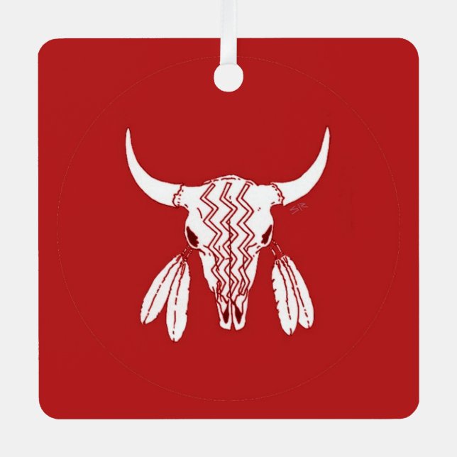 Ornamento metalizado cuadrado Red Ghost Dance Buff (Anverso)