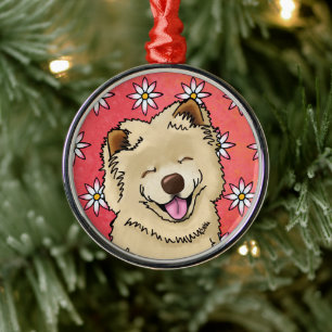 Ornamento Metalizado de Chow Sonriente de KiniArt