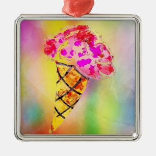 Ornamento Metalizado de helado de cono