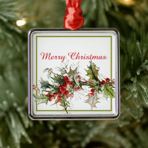 Ornamento metalizado de Holly y berries