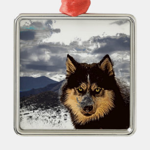 Ornamento Metalizado de Husky Siberiano