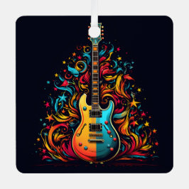 Ornamento metalizado de la guitarra navideña