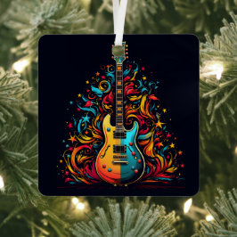 Ornamento metalizado de la guitarra navideña