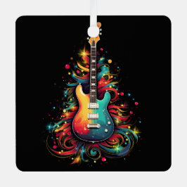 Ornamento metalizado de la guitarra navideña