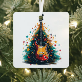 Ornamento metalizado de la guitarra navideña