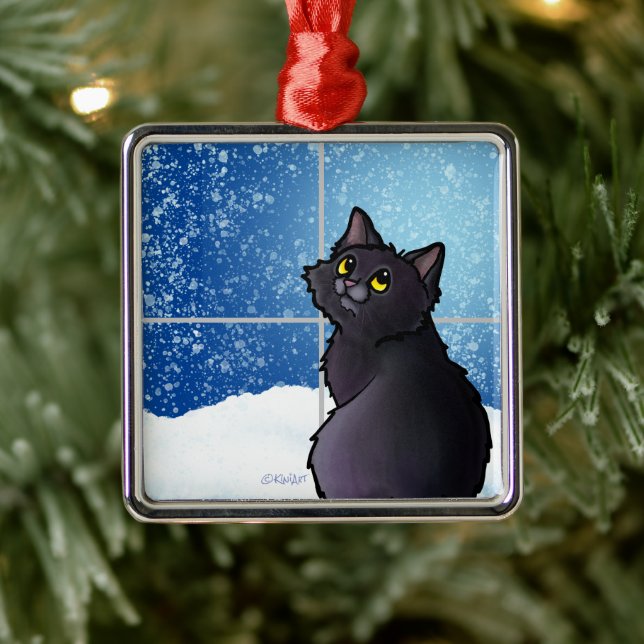 Ornamento Metalizado de la ventana del gato negro (Árbol)