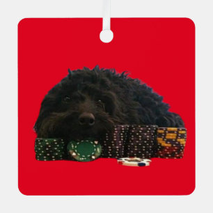 Ornamento Metalizado de perro de póquer