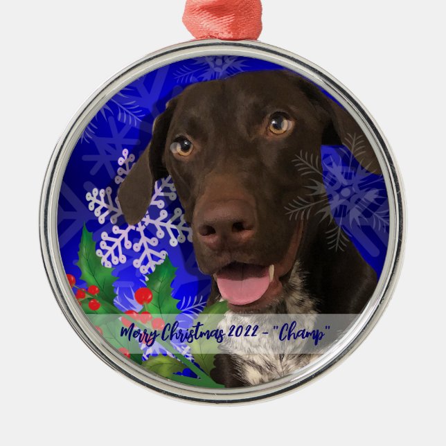 ornamento metalizado de perro ornamento de Navidad (Frente)