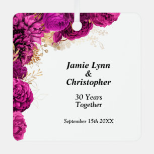 Ornamento Metalizado del Aniversario del Boda Flor