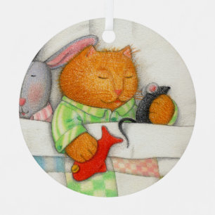 Ornamento Metalizado del Círculo COZY KITTY