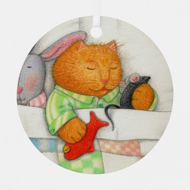 Ornamento Metalizado del Círculo COZY KITTY (Anverso)