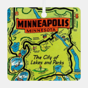 Ornamento Metalizado del Mapa Minneapolis Minnesot