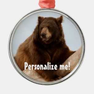 Ornamento Metalizado del oso marrón grande