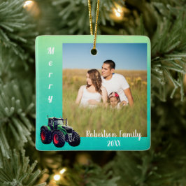 Ornamento Metalizado del Tractor Verde