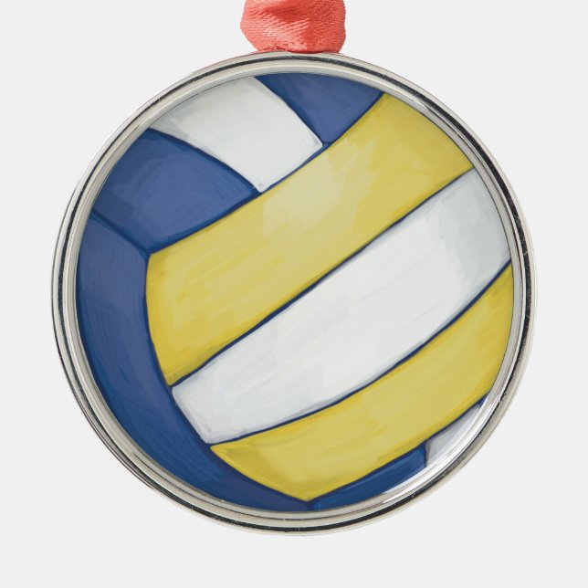 Ornamento Metalizado elegante de voleibol (Frente)