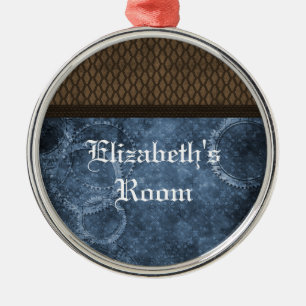 Ornamento metalizado Gear Steampunk, azul