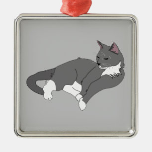 Ornamento Metalizado grisáceo y tuxedo blanco