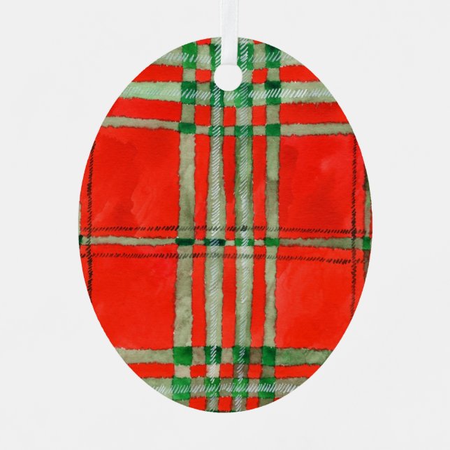 Ornamento Metalizado Oval de RED SCOTT TARTAN (Anverso)