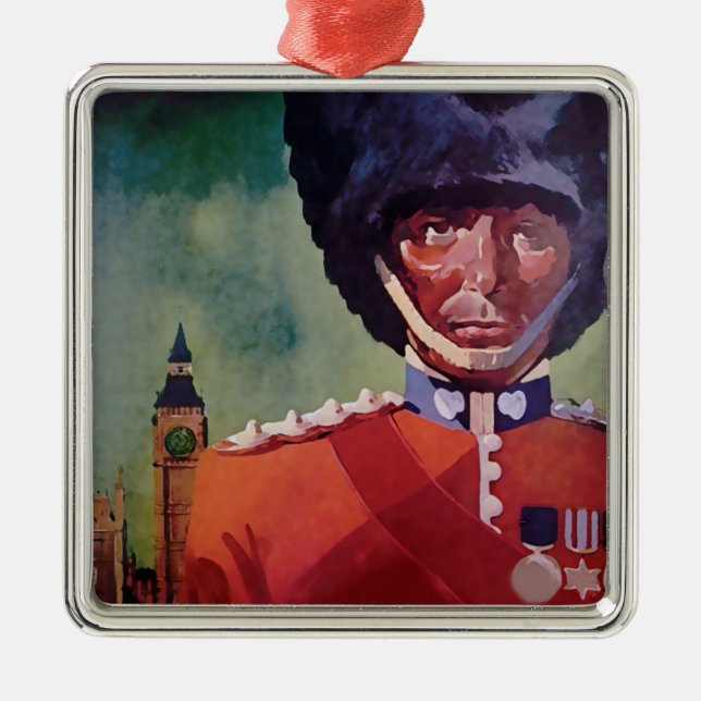 Ornamento Metalizado Poster de Londres (Frente)