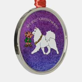 Ornamento Metalizado premium Samoyed,