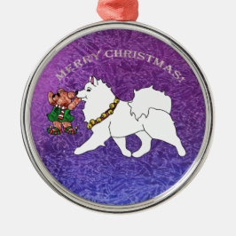 Ornamento Metalizado premium Samoyed,