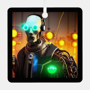Ornamento metalizado Robot 2 cuadrado