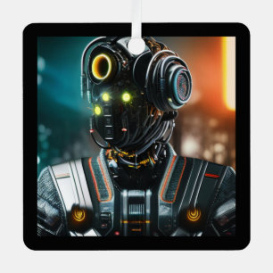 Ornamento metalizado Robot 3 cuadrado