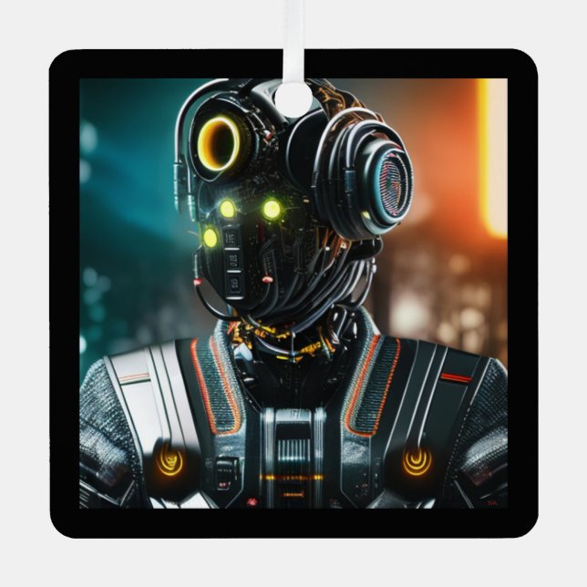 Ornamento metalizado Robot 3 cuadrado (Anverso)