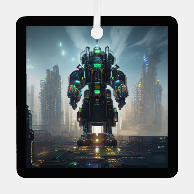 Ornamento metalizado Robot 4 cuadrado (Anverso)