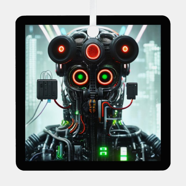 Ornamento metalizado Robot 5 cuadrado (Anverso)