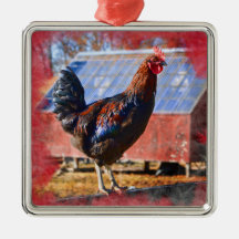 Ornamento metalizado superior con el gallo en