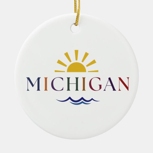 Ornamento Michigan: Sol arcoiris y olas (Frente)
